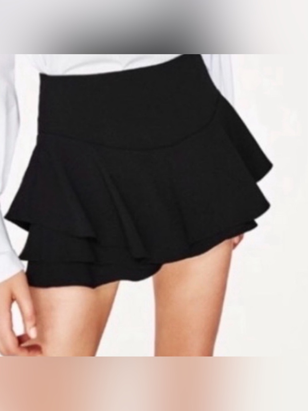 Zara Black Ruffle Tiered Mini Skort